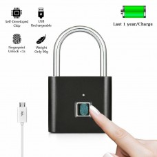 Smart Fingerprint Lock Keyless Anti-theft Padlock with USB Charging Cable for Locker, Office, Backpack, Luggage Suitcase